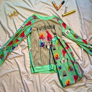 Pajama set. Very comfy for sleepovers and gifts to give!